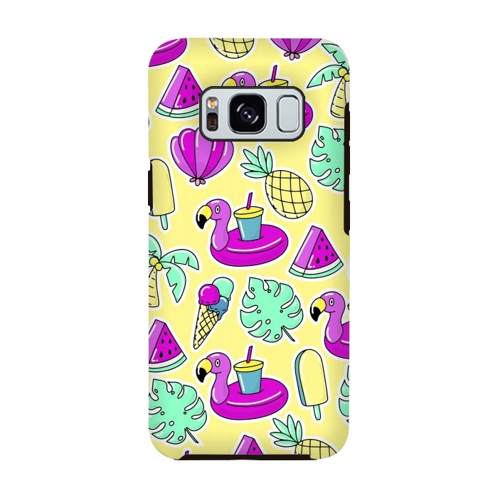 Galaxy S8 StrongFit Summer And Flamingos In Color by ArtsCase