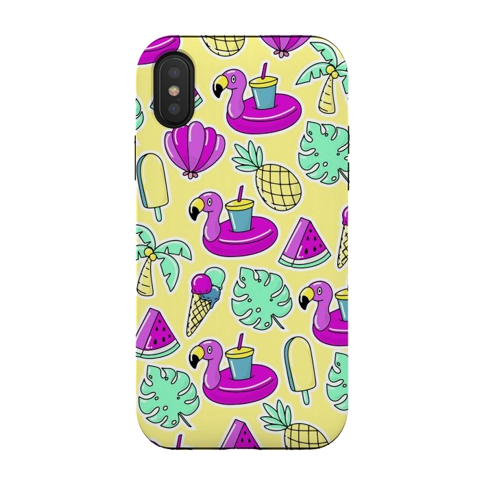 iPhone Xs / X StrongFit Summer And Flamingos In Color by ArtsCase