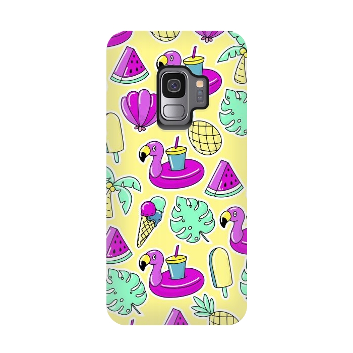 Galaxy S9 StrongFit Summer And Flamingos In Color by ArtsCase
