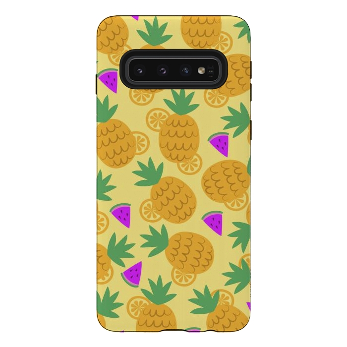 Galaxy S10 StrongFit Rain Of Watermelons And Pineapples by ArtsCase