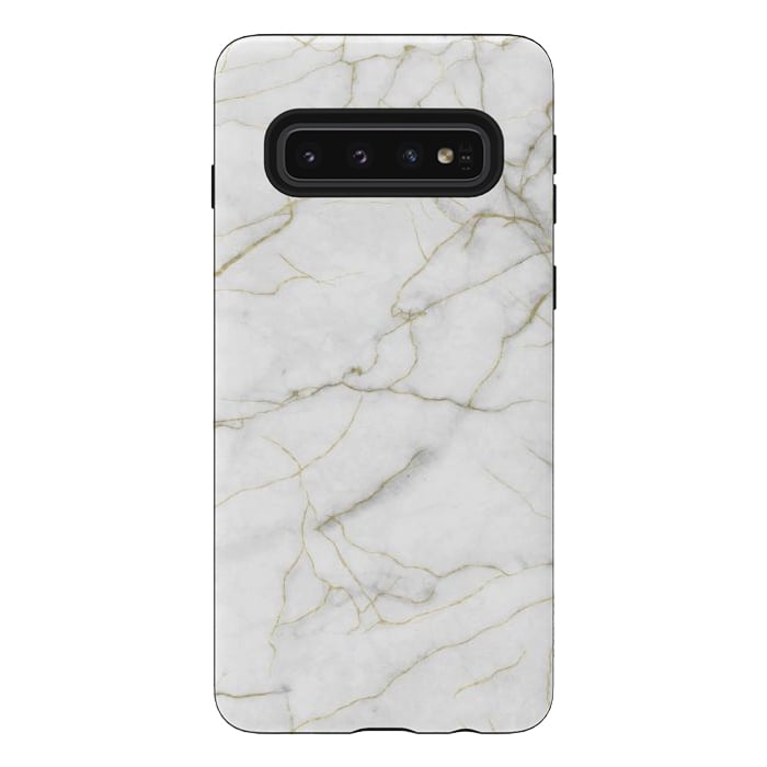 Galaxy S10 StrongFit White and gold marble by Jms