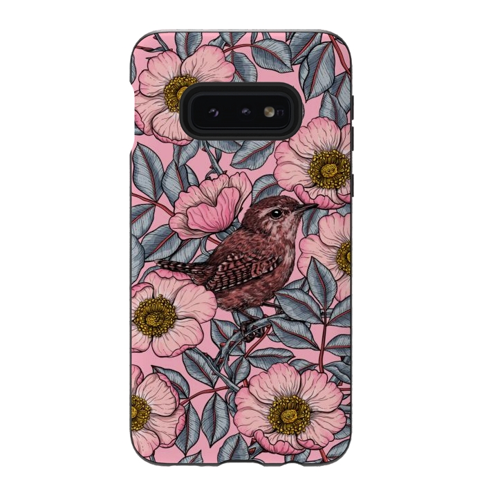 Galaxy S10e StrongFit Wrens in the roses by Katerina Kirilova
