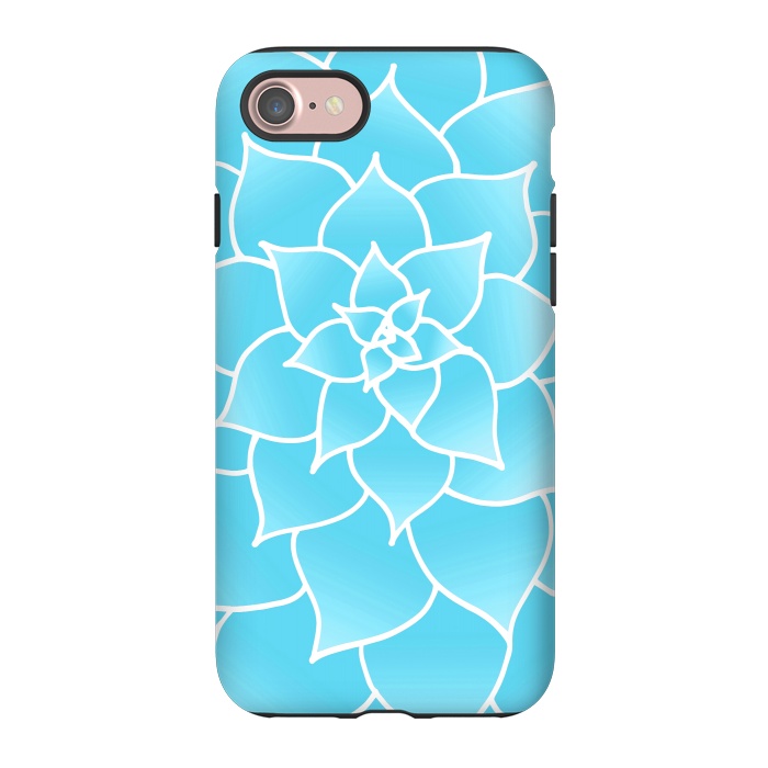 iPhone 7 StrongFit Abstract Blue Succulent Flower by Julie Erin Designs