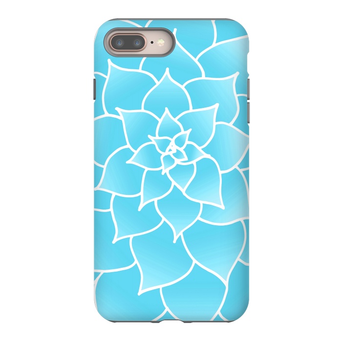 iPhone 7 plus StrongFit Abstract Blue Succulent Flower by Julie Erin Designs