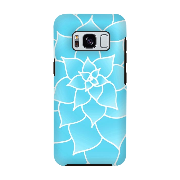 Galaxy S8 StrongFit Abstract Blue Succulent Flower by Julie Erin Designs