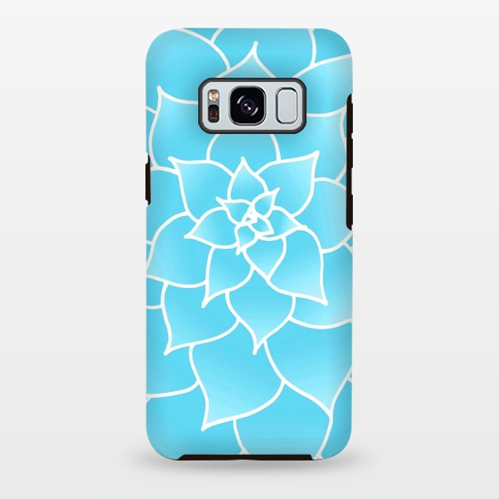Galaxy S8 plus StrongFit Abstract Blue Succulent Flower by Julie Erin Designs