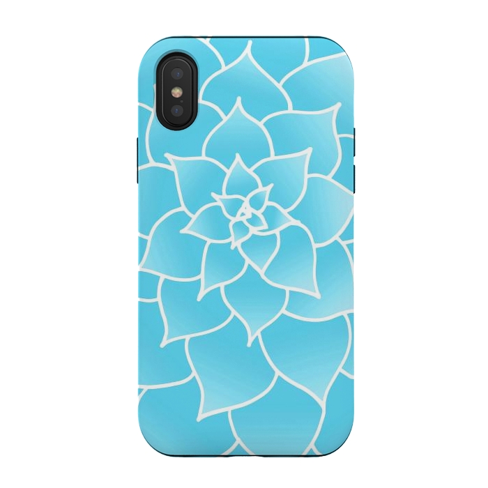 iPhone Xs / X StrongFit Abstract Blue Succulent Flower by Julie Erin Designs