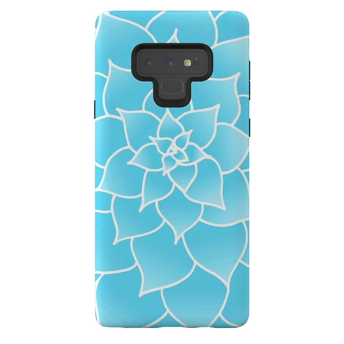 Galaxy Note 9 StrongFit Abstract Blue Succulent Flower by Julie Erin Designs