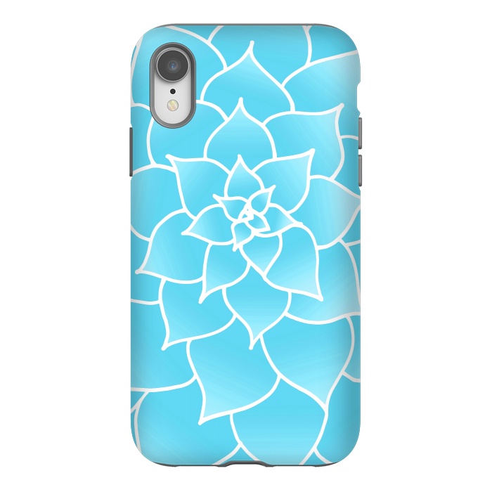 iPhone Xr StrongFit Abstract Blue Succulent Flower by Julie Erin Designs