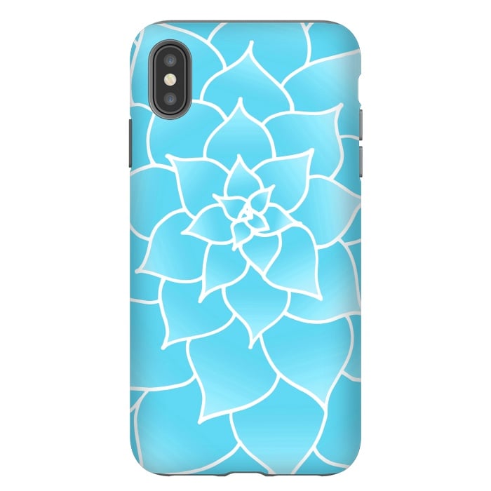 iPhone Xs Max StrongFit Abstract Blue Succulent Flower by Julie Erin Designs