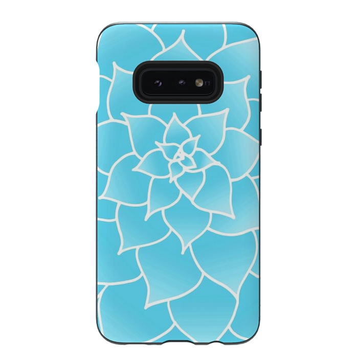 Galaxy S10e StrongFit Abstract Blue Succulent Flower by Julie Erin Designs