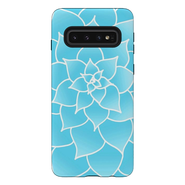 Galaxy S10 StrongFit Abstract Blue Succulent Flower by Julie Erin Designs