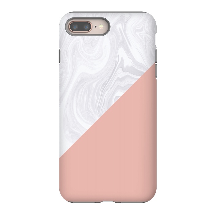 iPhone 7 plus StrongFit Rose Gold and White Marble Texture by Julie Erin Designs