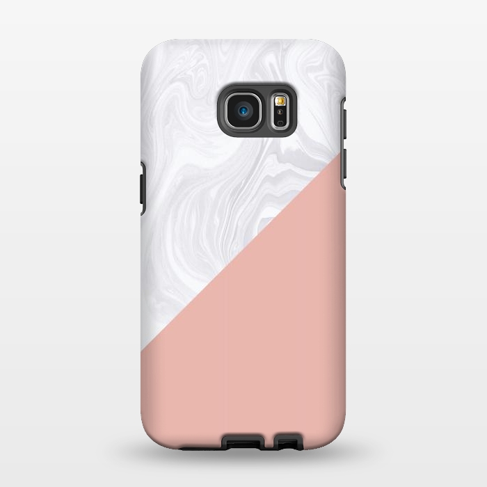 Galaxy S7 EDGE StrongFit Rose Gold and White Marble Texture by Julie Erin Designs