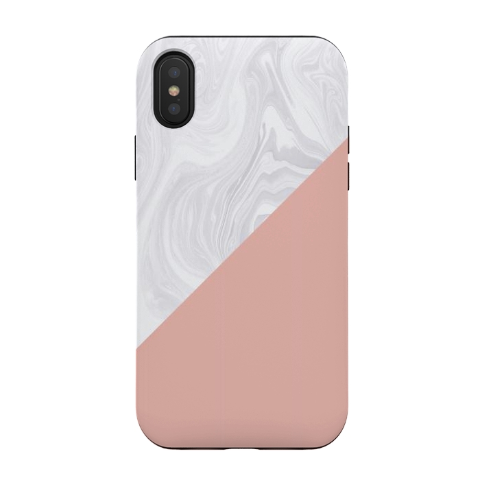 iPhone Xs / X StrongFit Rose Gold and White Marble Texture by Julie Erin Designs
