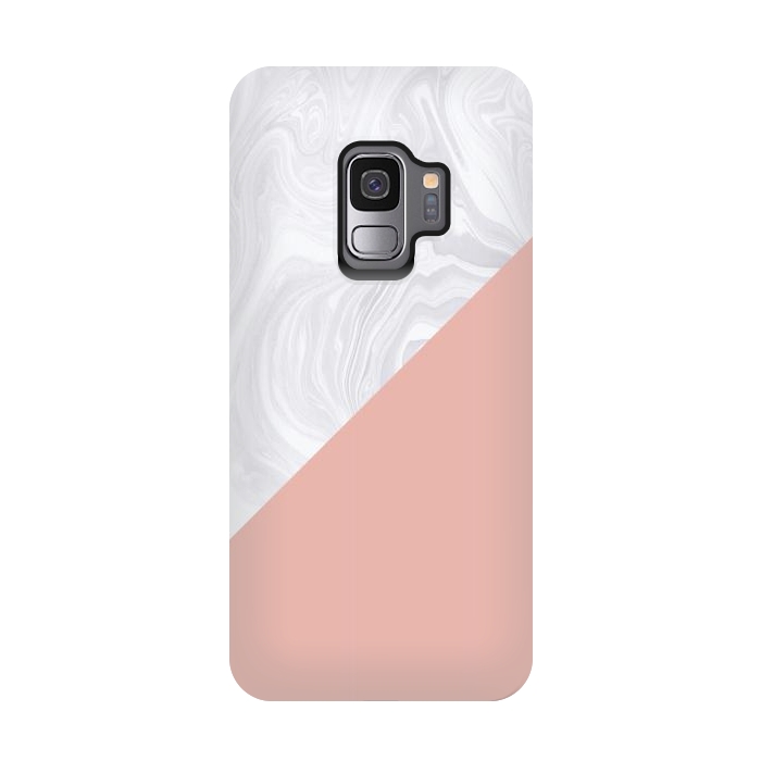 Galaxy S9 StrongFit Rose Gold and White Marble Texture by Julie Erin Designs
