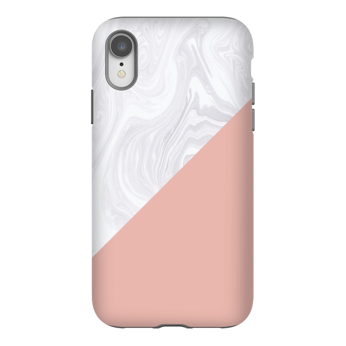 iPhone Xr StrongFit Rose Gold and White Marble Texture by Julie Erin Designs