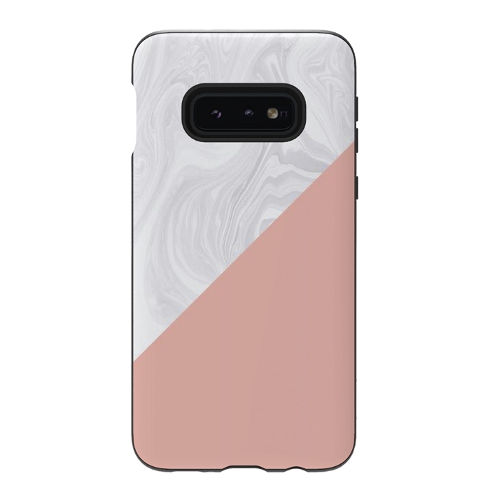 Galaxy S10e StrongFit Rose Gold and White Marble Texture by Julie Erin Designs