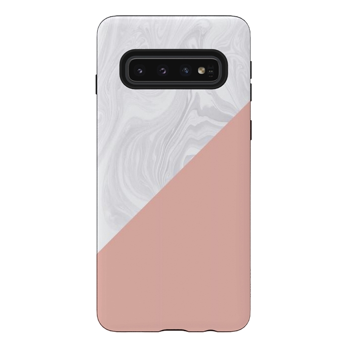 Galaxy S10 StrongFit Rose Gold and White Marble Texture by Julie Erin Designs