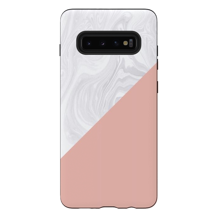 Galaxy S10 plus StrongFit Rose Gold and White Marble Texture by Julie Erin Designs