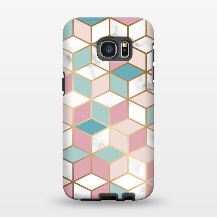 Galaxy S7 EDGE StrongFit Crystals In Blue And Pink Marble by ArtsCase