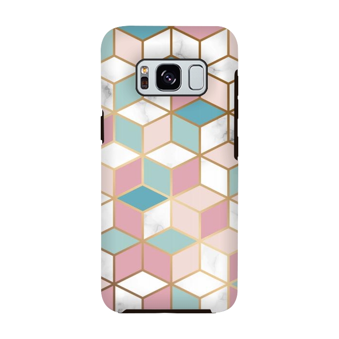 Galaxy S8 StrongFit Crystals In Blue And Pink Marble by ArtsCase