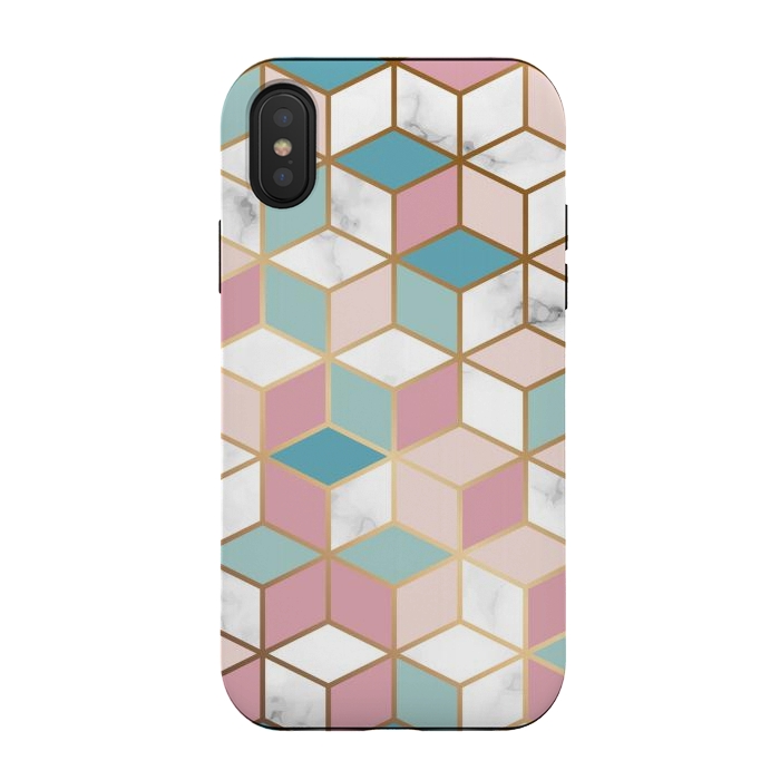 iPhone Xs / X StrongFit Crystals In Blue And Pink Marble by ArtsCase