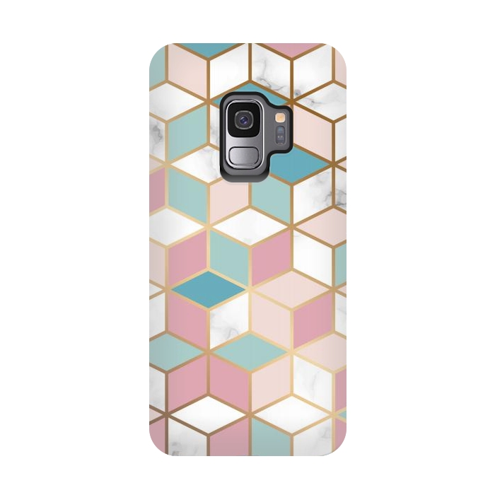 Galaxy S9 StrongFit Crystals In Blue And Pink Marble by ArtsCase