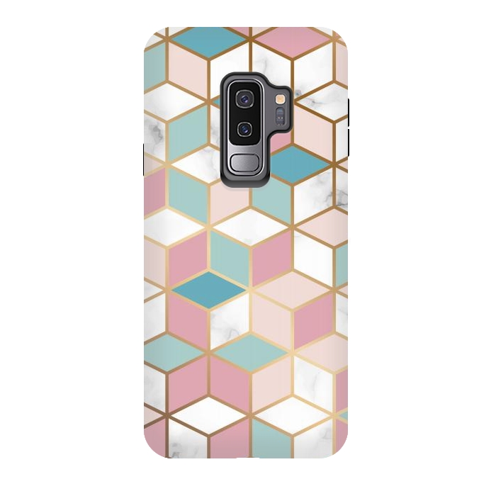 Galaxy S9 plus StrongFit Crystals In Blue And Pink Marble by ArtsCase
