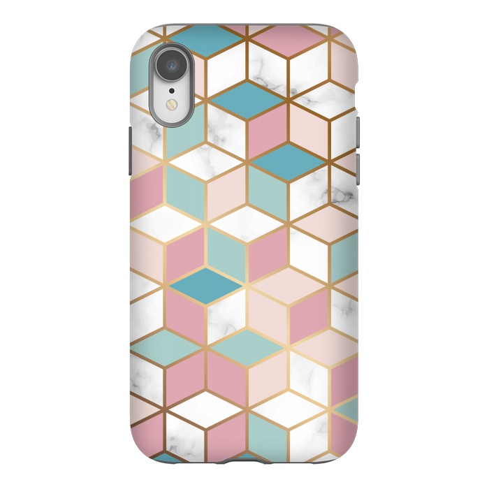 iPhone Xr StrongFit Crystals In Blue And Pink Marble by ArtsCase