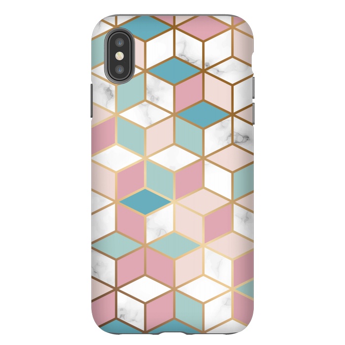 iPhone Xs Max StrongFit Crystals In Blue And Pink Marble by ArtsCase
