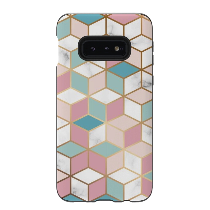 Galaxy S10e StrongFit Crystals In Blue And Pink Marble by ArtsCase
