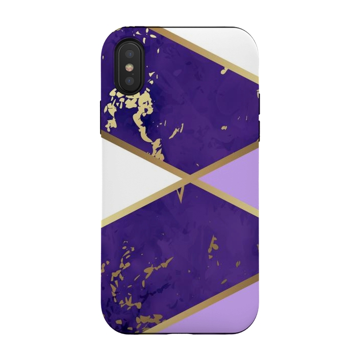 iPhone Xs / X StrongFit Geometric Purple Marble by ArtsCase