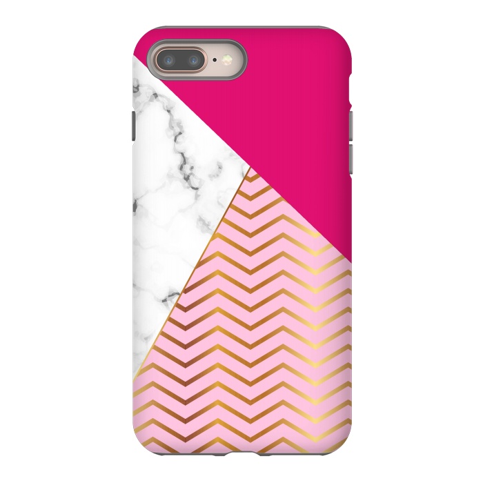 iPhone 7 plus StrongFit Curved Lines In Marble And Magenta by ArtsCase