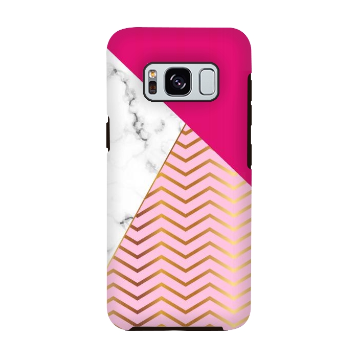 Galaxy S8 StrongFit Curved Lines In Marble And Magenta by ArtsCase