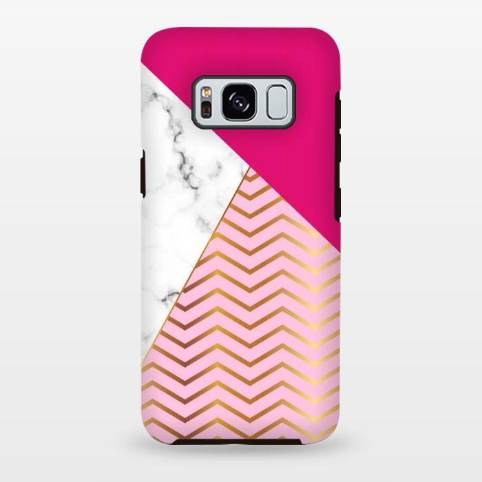 Galaxy S8 plus StrongFit Curved Lines In Marble And Magenta by ArtsCase
