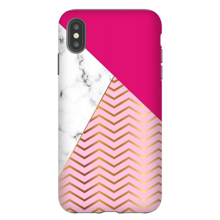 iPhone Xs Max StrongFit Curved Lines In Marble And Magenta by ArtsCase