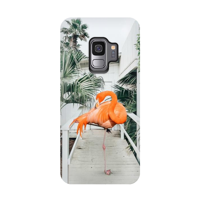 Galaxy S9 StrongFit Flamingo Beach House by Uma Prabhakar Gokhale