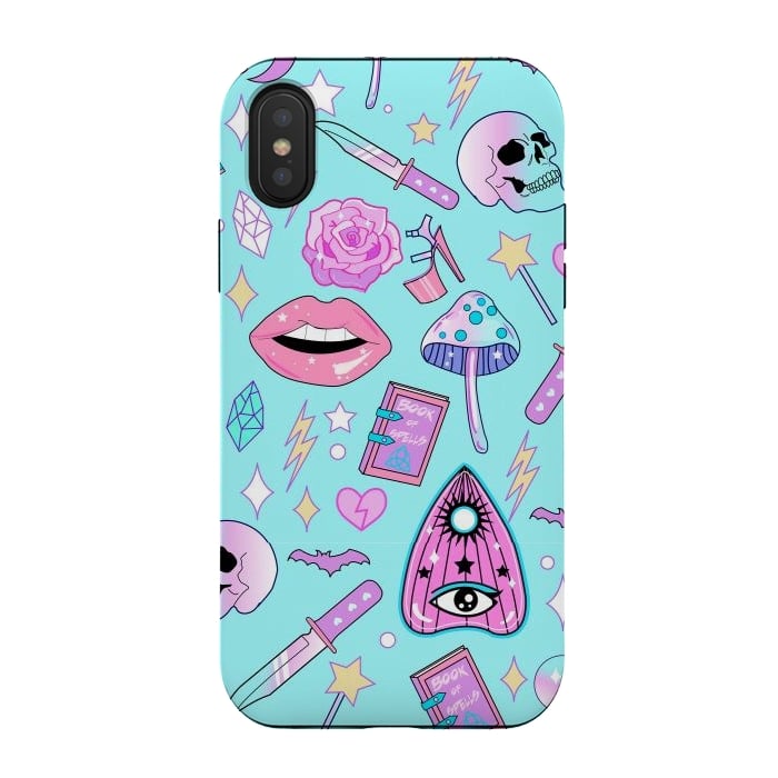 iPhone Xs / X StrongFit Girly Pastel Goth Witchy Kawaii Pattern by Luna Elizabeth Art