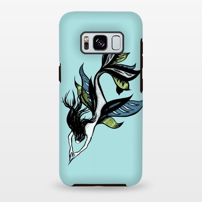 Galaxy S8 plus StrongFit Mermaid Tattoo Style Stipple Shaded Ink Drawing by Boriana Giormova