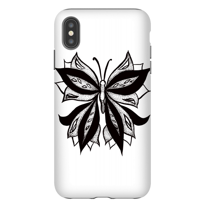 iPhone Xs Max StrongFit Abstract Butterfly Stipple Shaded Ink Drawing by Boriana Giormova