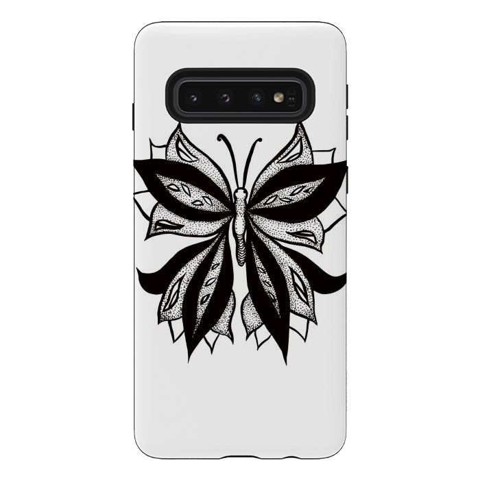 Galaxy S10 StrongFit Abstract Butterfly Stipple Shaded Ink Drawing by Boriana Giormova