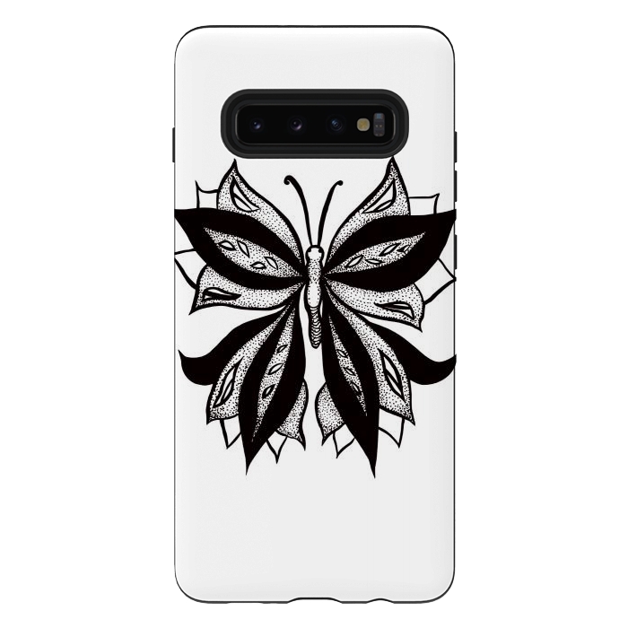 Galaxy S10 plus StrongFit Abstract Butterfly Stipple Shaded Ink Drawing by Boriana Giormova