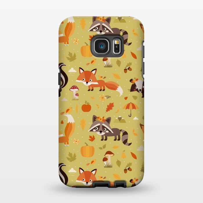 Galaxy S7 EDGE StrongFit Red Fox And Raccoon In Autumn by ArtsCase