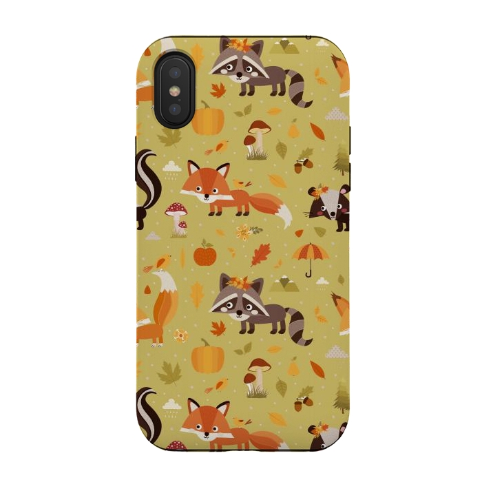 iPhone Xs / X StrongFit Red Fox And Raccoon In Autumn by ArtsCase