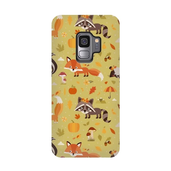 Galaxy S9 StrongFit Red Fox And Raccoon In Autumn by ArtsCase