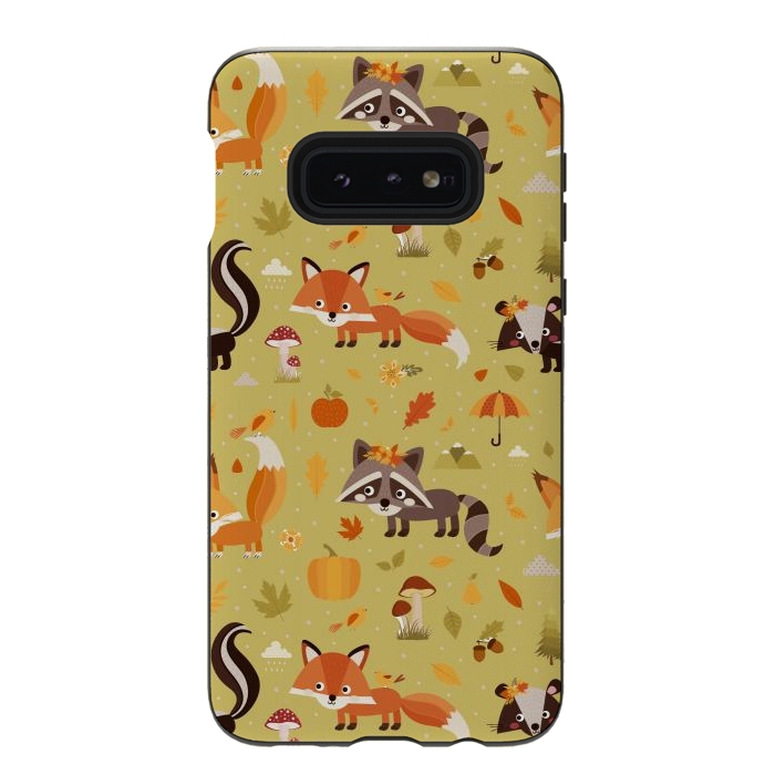 Galaxy S10e StrongFit Red Fox And Raccoon In Autumn by ArtsCase