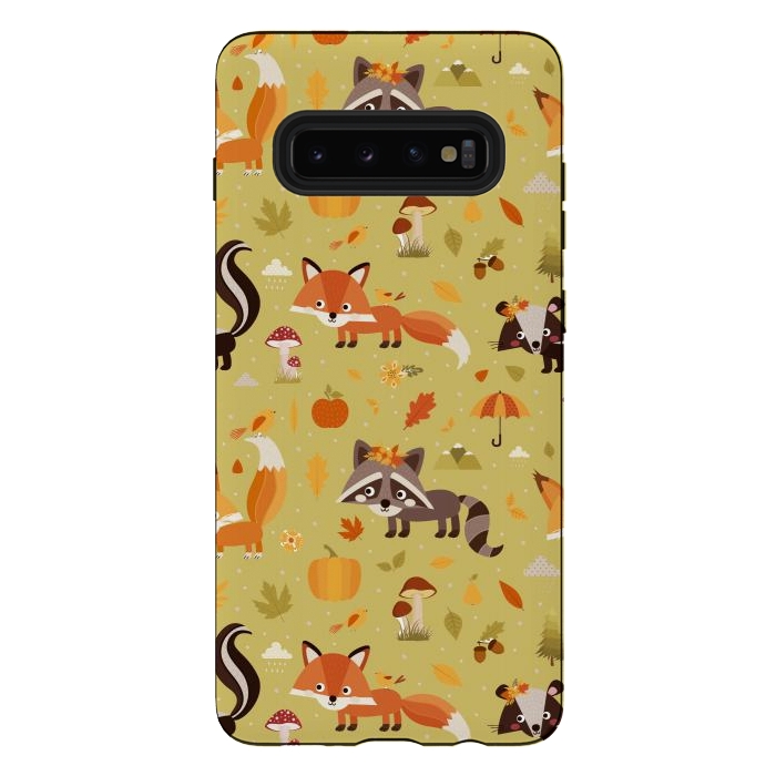 Galaxy S10 plus StrongFit Red Fox And Raccoon In Autumn by ArtsCase