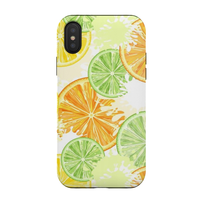iPhone Xs / X StrongFit Citrus Watercolors Fresh Summer Pattern by BluedarkArt
