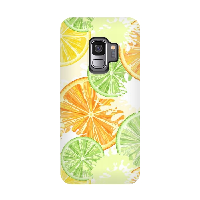 Galaxy S9 StrongFit Citrus Watercolors Fresh Summer Pattern by BluedarkArt